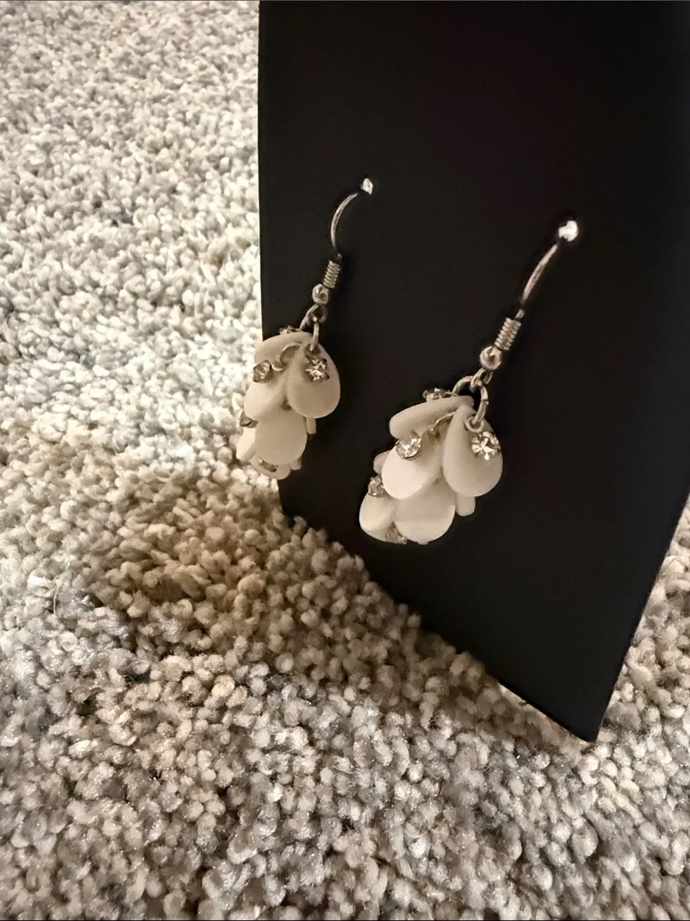 White Cluster Drop Dangle Earrings Women Jewelry